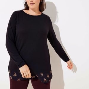 LOFT Plus Bouquet Mixed Media Shirttail Tee